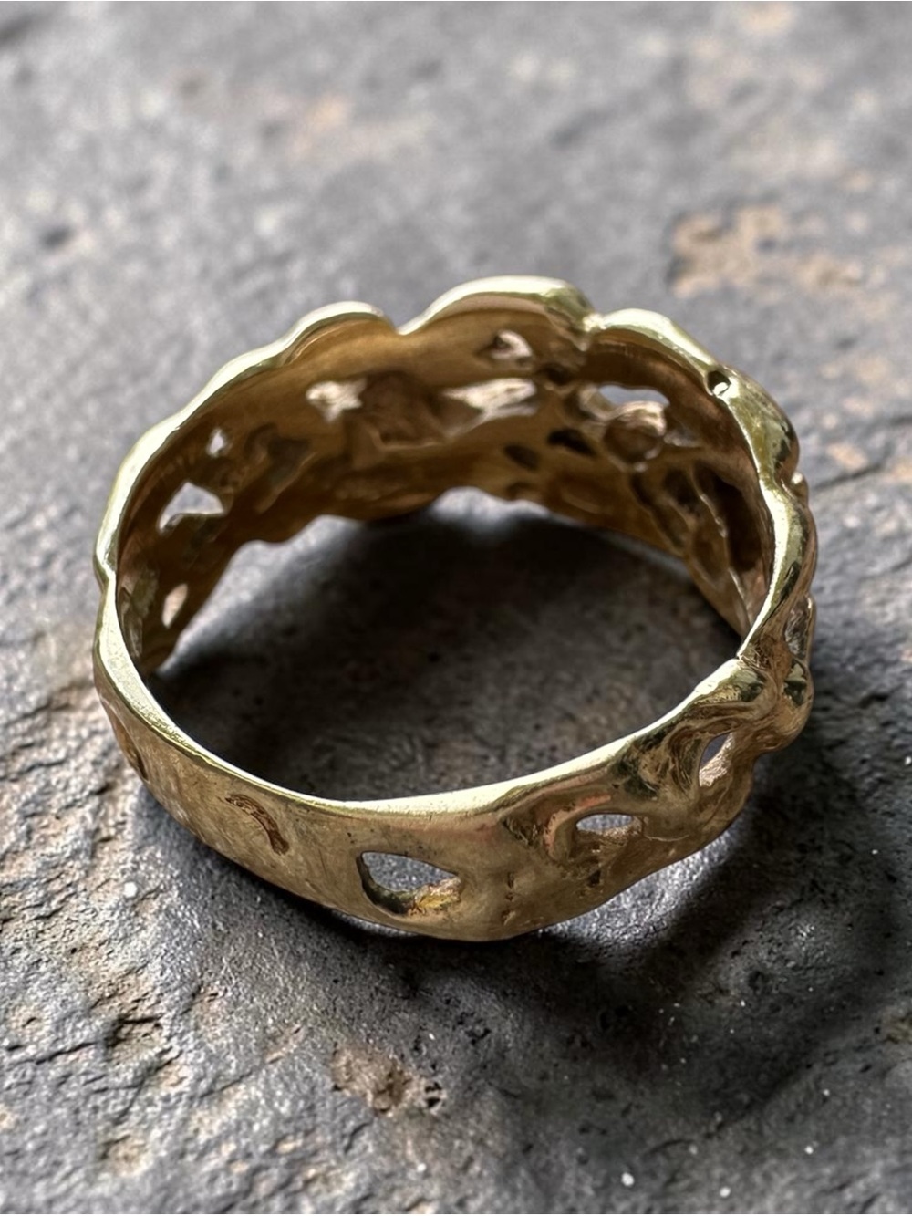 Vintage 14k Yellow Gold Abstract Nugget Ring (Size 8.5) - Picture 5 of 8